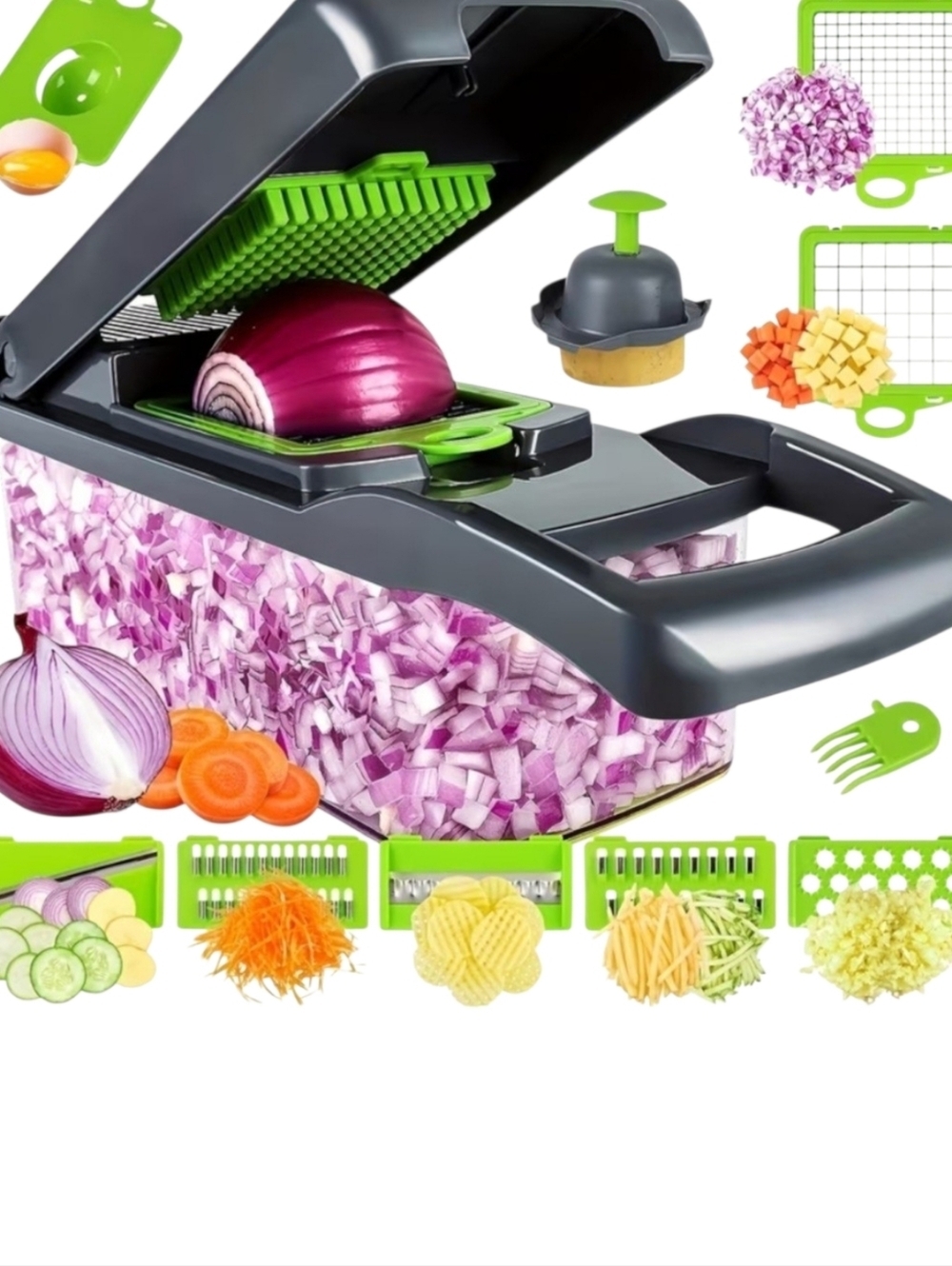 NEW 14 In 1 Manual Plastic Vegetable Chopper/Slicer/Dicer/Cutter With Container